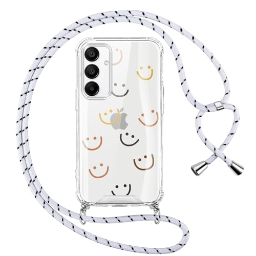 Oelrstfe Handykette für Samsung Galaxy A25 Hülle mit Band,Smiley Motiv Transparent Silikon Handyhülle mit Kette Kordel zum Umhängen Stoßfest Kratzfest Anti-Vergilbung Glitzer Schutzhülle,Weiß Oelrstfe Handykette für Samsung Galaxy A25 Hülle mit Band,Smiley Motiv Transparent Silikon Handyhülle mit Kette Kordel zum Umhängen Stoßfest Kratzfest Anti-Vergilbung Glitzer Schutzhülle,Weiß von Oelrstfe