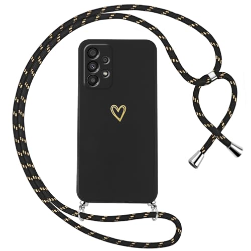 Oelrstfe Handykette für Samsung Galaxy A33 5G Hülle mit Band Herz Motiv Handyhülle für zum Umhängen Silikon Stoßfest Ultra Dünn Weich Schutzhülle mit Kordel Necklace Kette Love Muster Case,Schwarz Oelrstfe Handykette für Samsung Galaxy A33 5G Hülle mit Band Herz Motiv Handyhülle für zum Umhängen Silikon Stoßfest Ultra Dünn Weich Schutzhülle mit Kordel Necklace Kette Love Muster Case,Schwarz von Oelrstfe