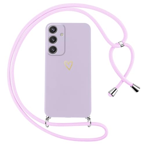 Oelrstfe Handykette für Samsung Galaxy A34 5G Hülle mit Band Herz Motiv Handyhülle für zum Umhängen Silikon Stoßfest Ultra Dünn Weich Schutzhülle mit Kordel Necklace Kette Love Muster Case,Lila Oelrstfe Handykette für Samsung Galaxy A34 5G Hülle mit Band Herz Motiv Handyhülle für zum Umhängen Silikon Stoßfest Ultra Dünn Weich Schutzhülle mit Kordel Necklace Kette Love Muster Case,Lila von Oelrstfe
