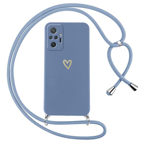 Oelrstfe Handykette für Xiaomi Redmi Note 10 Pro 4G Hülle mit Band Herz Motiv Handyhülle für zum Umhängen Silikon Stoßfest Ultra Dünn Weich Schutzhülle mit Kordel Necklace Kette Love Muster Case,Blau Oelrstfe Handykette für Xiaomi Redmi Note 10 Pro 4G Hülle mit Band Herz Motiv Handyhülle für zum Umhängen Silikon Stoßfest Ultra Dünn Weich Schutzhülle mit Kordel Necklace Kette Love Muster Case,Blau von Oelrstfe