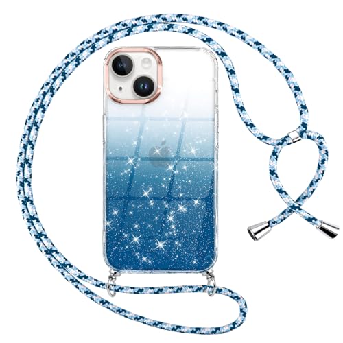 Oelrstfe Handykette für iPhone 15 Hülle Glitzer mit Band Handyhülle für zum Umhängen Silikon Transparent Stoßfest Gradient Glitter Schutzhülle mit Kordel Necklace Kette Schnur Case,Blau Oelrstfe Handykette für iPhone 15 Hülle Glitzer mit Band Handyhülle für zum Umhängen Silikon Transparent Stoßfest Gradient Glitter Schutzhülle mit Kordel Necklace Kette Schnur Case,Blau von Oelrstfe