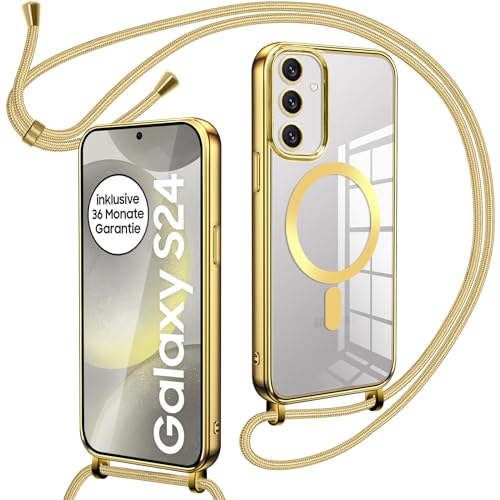 Oelrstfe Magnetische Handykette mit Band für Samsung Galaxy S24 Hülle - Necklace HandyHülle Transparente zum Umhängen mit justierbarer und Abnehmbarer Kette, Crossbody Magnet Clear Cover - Gold Oelrstfe Magnetische Handykette mit Band für Samsung Galaxy S24 Hülle - Necklace HandyHülle Transparente zum Umhängen mit justierbarer und Abnehmbarer Kette, Crossbody Magnet Clear Cover - Gold von Oelrstfe