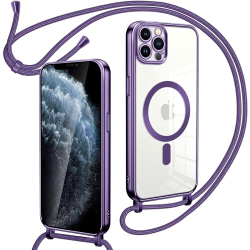 Oelrstfe Magnetische Handykette mit Band für iPhone 11 Pro Hülle - Necklace HandyHülle Transparente zum Umhängen mit justierbarer und Abnehmbarer Kette, Crossbody Magnet Clear Cover - Violett Oelrstfe Magnetische Handykette mit Band für iPhone 11 Pro Hülle - Necklace HandyHülle Transparente zum Umhängen mit justierbarer und Abnehmbarer Kette, Crossbody Magnet Clear Cover - Violett von Oelrstfe