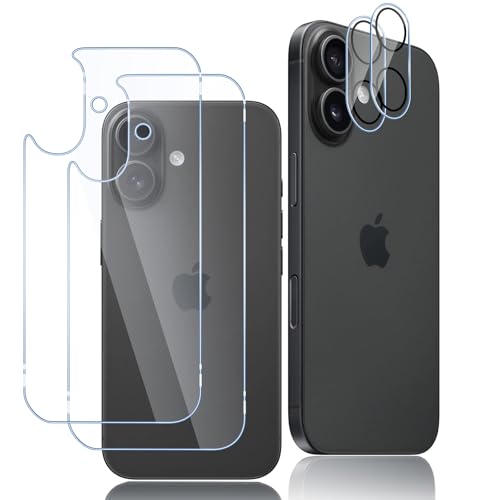 Oelrstfe Rückseite Schutzfolie für iPhone 16 Plus mit Kameraschutz [2+2 Stück,9H Härte Zurück Hinten Displayschutzfolie,Bläschenfrei Kratzfest Ultra-Transparent Back Displayschutz,Backcover Schutzglas Oelrstfe Rückseite Schutzfolie für iPhone 16 Plus mit Kameraschutz [2+2 Stück,9H Härte Zurück Hinten Displayschutzfolie,Bläschenfrei Kratzfest Ultra-Transparent Back Displayschutz,Backcover Schutzglas von Oelrstfe
