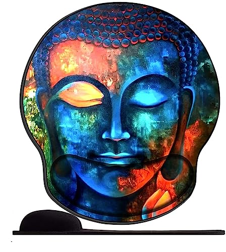 Gel Mauspad ergonomische Handgelenkauflage Bunter Aquarell-Buddha Office Komfort Mousepad Handgelenkpolster Handauflage Gelkissen Gelpolster für Computer Laptop Notebook von OfFsum