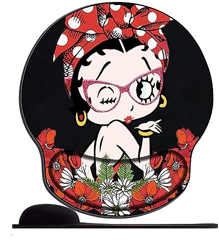 Mauspad Gelkissen mit Handauflage Anime Betty Boop Sty13 Ergonomisches Handgelenkauflage Gelkissen Mausunterlage für Computer und Laptop Reduziert die Handgelenkbelastung von OfFsum