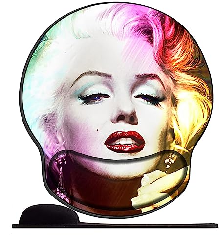 Mauspad mit Gelkissen,Mousepad Ergonomisches Wasserdicht Komfort Mausmatte mit Handgelenkpolster Handauflage für Alle Maus Offfice Heim Computer LaptopFarbe rauchendes Mädchen Marilyn Monroe von OfFsum