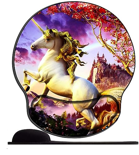 Mauspad mit Gelkissen,Mousepad Ergonomisches Wasserdicht Komfort Mausmatte mit Handgelenkpolster Handauflage für Alle Maus Offfice Heim Computer LaptopSpringendes Einhorn von OfFsum
