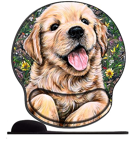 Mauspad mit Gelkissen,Mousepad Ergonomisches Wasserdicht Komfort Mausmatte mit Handgelenkpolster Handauflage für Alle Maus Offfice Heim Computer LaptopTier Hund Sonnenblume von OfFsum