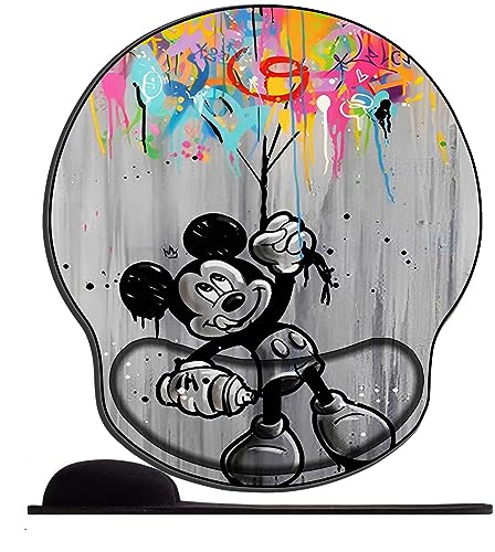 OfFsum Mauspad Gelkissen mit Handauflage Graffiti Kunst Ballon Maus Ergonomisches Handgelenkauflage Gelkissen Mausunterlage für Computer und Laptop Reduziert die Handgelenkbelastung von OfFsum