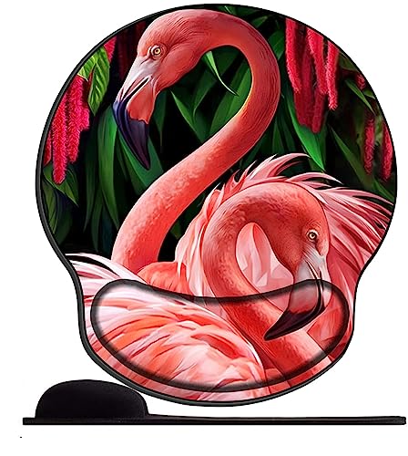 OfFsum Mauspad Gelkissen mit Handauflage Zwei Flamingo Ergonomisches Handgelenkauflage Gelkissen Mausunterlage für Computer und Laptop Reduziert die Handgelenkbelastung von OfFsum