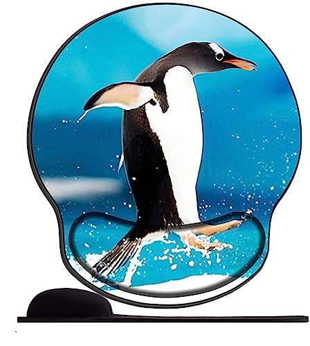 OfFsum ergonomisches Mauspad mit Gelkissen 25,5 x 23 cm, Mauspad mit Handballenauflage für Computer/PC, Handgelenk Entlastung, Vorbeugung Sehnscheidenentzündung-Kunsttier Antarktis-Pinguin von OfFsum