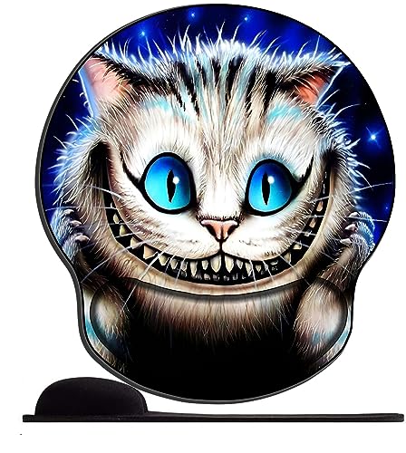 OfFsum ergonomisches Mauspad mit Gelkissen 25,5 x 23 cm, Mauspad mit Handballenauflage für Computer/PC, Handgelenk Entlastung, Vorbeugung Sehnscheidenentzündung-Lachende Katze von OfFsum