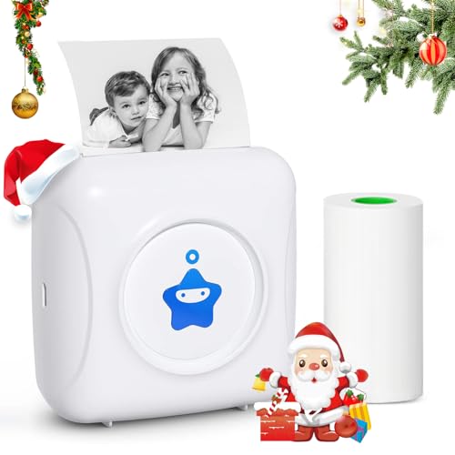 Mini Drucker für Smartphone, Mini Mobiler Fotodrucker, 1S Bluetooth Verbindung Sticker Drucker mit 1000-mAh, Pocket Printer mit iOS & Android, Wireless Thermodrucker für Memo, Foto, Lernnotizen von Ofeace