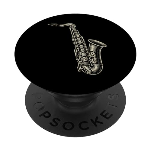 Holzschnitt-Saxophon PopSockets Klebender PopGrip Holzschnitt-Saxophon PopSockets Klebender PopGrip von Offbeat Two Tone Rocksteady Reggae Skanking music