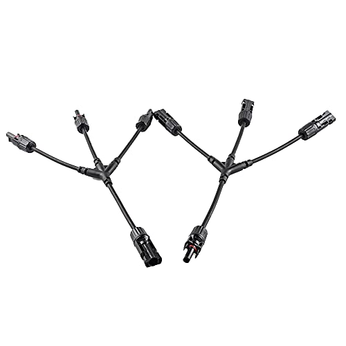Offgridtec 3-fach Abzweigbuchsen T-Stecker Solarstecker, Inkl. 20cm 6mm² Kabelverlängerung, Easy-Klick System, Snap-In-Verriegelung, IP67 Schutzklasse, Für bis zu 1000V DC, Outdoor geeignet von Offgridtec