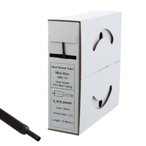 Offgridtec 10m Schrumpfschlauch mit Kleber 2,4mm>0,8mm schwarz Ratio 3:1 von Offgridtec