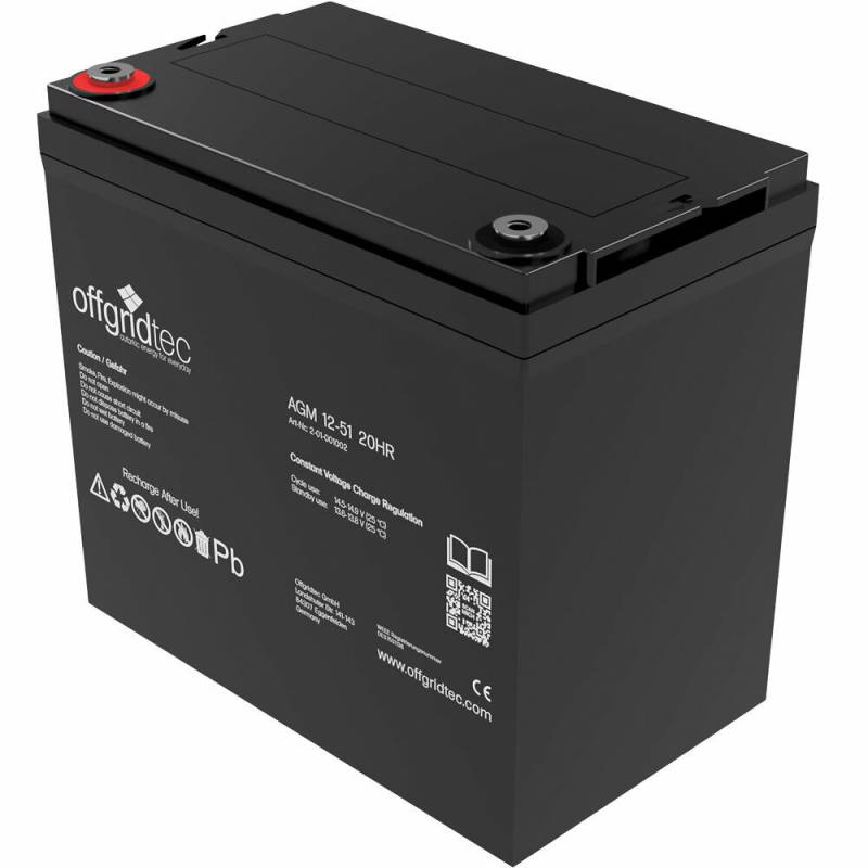 Offgridtec AGM Batterie 51Ah Akku 12V 20HR Solar von Offgridtec