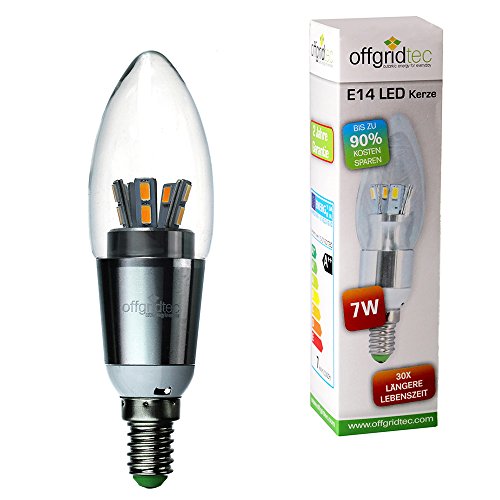 Offgridtec E14 7 W HP-S LED 15SMD5630LED Alu Kerze Leuchtmittel für Kronleuchter und Deckenlampe mit E14 Fassung, warmweiß 5-01-001780 von Offgridtec