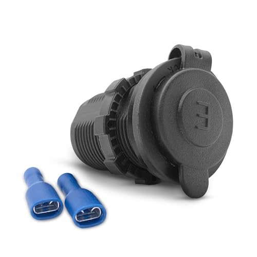 Offgridtec 12V/24V Engel-Steckdose mit Abdeckung, IP65 wetterbeständige Engel-Kühlschrank-Steckdose für Auto, Wohnmobil, Lkw, Marine-Nutzung, langlebiges Kunststoffgehäuse von Offgridtec