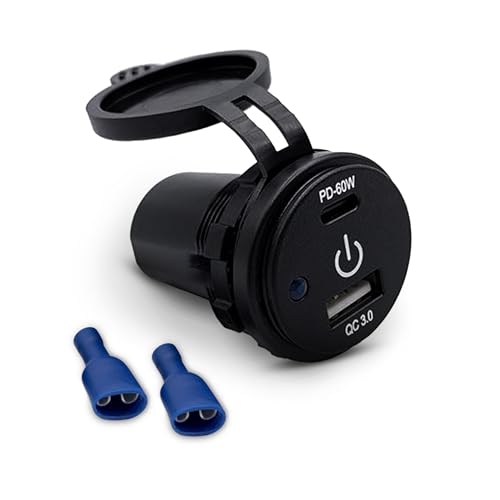Offgridtec 96W Auto-USB-Steckdose mit Flip-Abdeckung (12V/24V) - PD Schnellladung: USB-A Anschluss (36W Max) + USB-C Anschluss (60W Max) - IP65 wasserdichter Ladegerät für Auto, Wohnmobil, Boot, Lkw Offgridtec 96W Auto-USB-Steckdose mit Flip-Abdeckung (12V/24V) - PD Schnellladung: USB-A Anschluss (36W Max) + USB-C Anschluss (60W Max) - IP65 wasserdichter Ladegerät für Auto, Wohnmobil, Boot, Lkw von Offgridtec