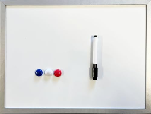 Magnettafel 30 x 40 cm mit silberfarbenem Rahmen ink. 3 Magneten und Boardmarker von Office 4U