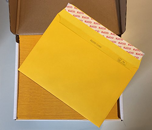 250 gelbe Kuverts, Goldgelb, C5 = 229 x 162 mm, mit Haftklebestreifen, 100 g/qm von Office Color