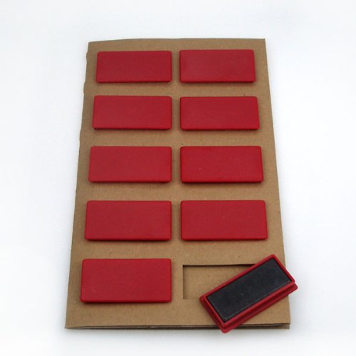 Office Line Haftmagnete, 10 Stück, rechteckig, 55 x 28 mm, rot, Haftkraft 1700 g, Art.Nr.: 770136 von Office Line