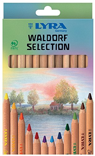 Lyra Waldorf Selection unlackiert dreieckig GIANT farbigen Bleistifte, Set von 12 – Super Ferby Farbstift, sortierte Farben (3711121), B? roartikel von Office Supply Store