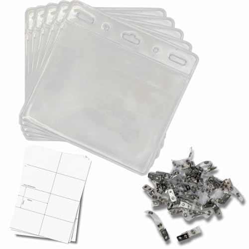OfficeGear Ausweishalter für Veranstaltungsausweise, horizontale Aufhängung, Größe A7, 150 x 74 mm, mit Ansteckklammern und bedruckbaren Einsätzen, oben offen, für Ausweise, Lizenzen, Delegierte OfficeGear Ausweishalter für Veranstaltungsausweise, horizontale Aufhängung, Größe A7, 150 x 74 mm, mit Ansteckklammern und bedruckbaren Einsätzen, oben offen, für Ausweise, Lizenzen, Delegierte von OfficeGear