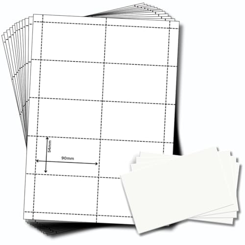 OfficeGear perforierte, bedruckbare Namensschild-Einlagen [55 Blatt – 550 Stück] – 90 × 54 mm – Weiß, A4, 150 g/m² – für Ausweis- und Konferenzhalter – inkl. Designvorlage von OfficeGear