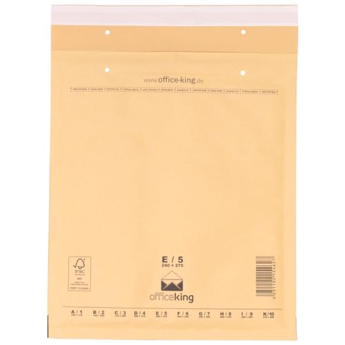 100 x Luftpolstertaschen braun Gr. E/5 (240x275 mm) DIN B5+ - Marken-Qualität von OfficeKing® von OfficeKing