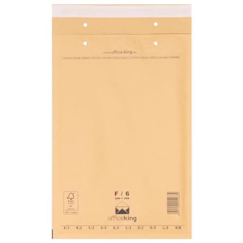 100 x Luftpolstertaschen braun Gr. F/6 (240x350 mm) DIN A4+ - Marken-Qualität von OfficeKing® von OfficeKing