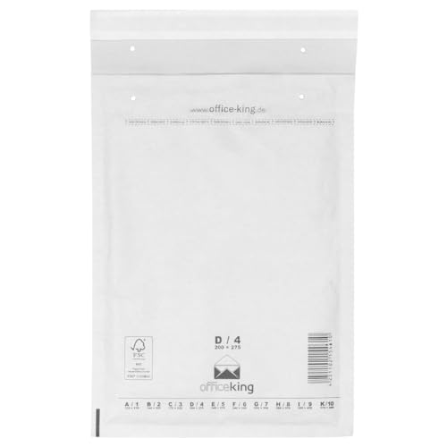 100 x Luftpolstertaschen weiss Gr. D/4 (200x275 mm) DIN B5 C5+ - Marken-Qualität von OfficeKing® von OfficeKing