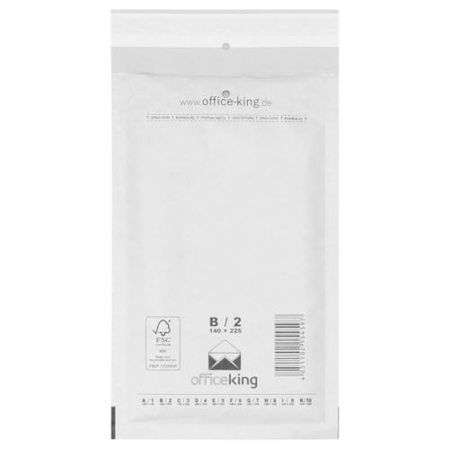 OfficeKing 100x Luftpolstertaschen Gr. B/2 (140x225 mm) DIN A6+ C6+ WEISS - Marken-Qualität von OfficeKing