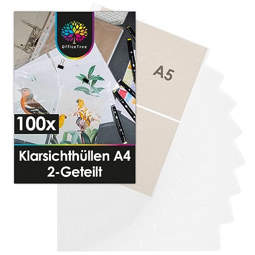 OfficeTree 100 x Transparente Klarsichthüllen A4 zu A5 - 2 Fächer - Robust - Glasklar - Vielseitig OfficeTree 100 x Transparente Klarsichthüllen A4 zu A5 - 2 Fächer - Robust - Glasklar - Vielseitig von OfficeTree