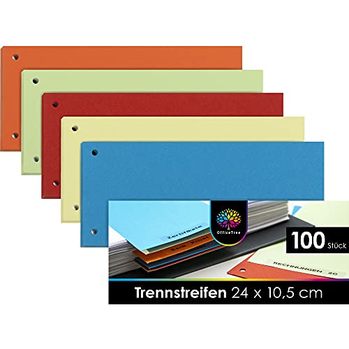 OfficeTree 100x Trennblätter für Ordner A4 Bunt - Trennstreifen 180 g/m² Gelocht - Perfekt für A4 und A5 Register DIN A4 OfficeTree 100x Trennblätter für Ordner A4 Bunt - Trennstreifen 180 g/m² Gelocht - Perfekt für A4 und A5 Register DIN A4 von OfficeTree