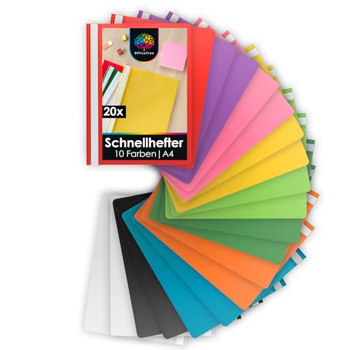 OfficeTree 20x Schnellhefter A4 Set - 10 Farben - Robuste Kunststoff Hefter A4 Plastik für Schule Studium Büro - Schulmappen - Schnellhefter Plastik - Schnellhefter Set Bunt - Heftmappen OfficeTree 20x Schnellhefter A4 Set - 10 Farben - Robuste Kunststoff Hefter A4 Plastik für Schule Studium Büro - Schulmappen - Schnellhefter Plastik - Schnellhefter Set Bunt - Heftmappen von OfficeTree