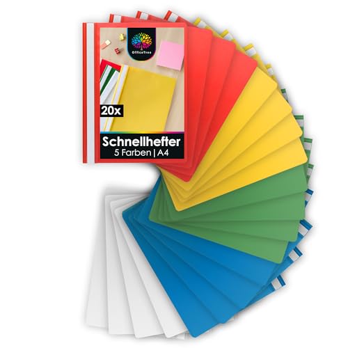 OfficeTree 20x Schnellhefter A4 Set - 5 Farben - Robuste Kunststoff Hefter A4 Plastik für Schule Studium Büro - Schulmappen - Schnellhefter Plastik - Schnellhefter Set Bunt - Heftmappen OfficeTree 20x Schnellhefter A4 Set - 5 Farben - Robuste Kunststoff Hefter A4 Plastik für Schule Studium Büro - Schulmappen - Schnellhefter Plastik - Schnellhefter Set Bunt - Heftmappen von OfficeTree