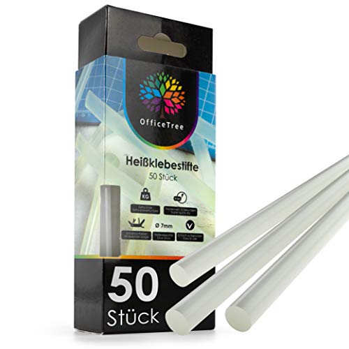 OfficeTree 50 x Heißklebestifte 7mm x 150mm - Extra Stark & Schnelltrocknend - Heißklebesticks 7mm - Heißklebepistole Sticks - Klebestifte für Heißklebepistole Inklusive 2 Fingerschutzkappen OfficeTree 50 x Heißklebestifte 7mm x 150mm - Extra Stark & Schnelltrocknend - Heißklebesticks 7mm - Heißklebepistole Sticks - Klebestifte für Heißklebepistole Inklusive 2 Fingerschutzkappen von OfficeTree