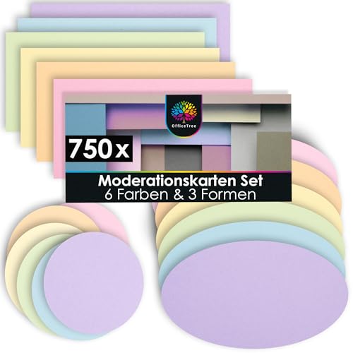 OfficeTree 750x Moderationskarten Set - Pastell Farben - Rund Oval & Rechteckig - Metaplankarten - Präsentationskarten - Moderationsset als Seminar Zubehör für Moderationskoffer und Präsentation OfficeTree 750x Moderationskarten Set - Pastell Farben - Rund Oval & Rechteckig - Metaplankarten - Präsentationskarten - Moderationsset als Seminar Zubehör für Moderationskoffer und Präsentation von OfficeTree