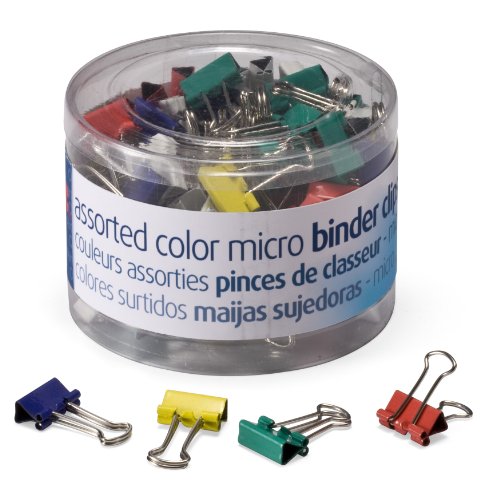 Officemate Mikro-Binder-Clips, verschiedene Farben, 100 Clips pro Dose (31023) von Officemate