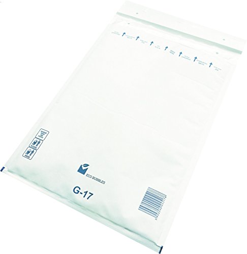 ® 100 Stück Luftpolstertaschen G/7 G/17 Weiß ECO BUBBLES mit Trifixverschluss von Officeversand12