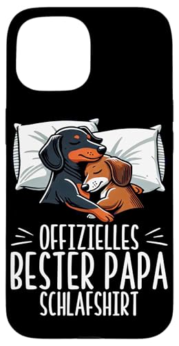 Offizielles Bester Papa Schlafshirt Dackel Vatertag Sprüche Hülle für iPhone 15 von Offizielles Bester Papa Schlafshirt Vatertag