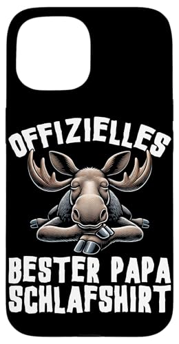 Offizielles Bester Papa Schlafshirt Elch Vatertag Sprüche Hülle für iPhone 15 von Offizielles Bester Papa Schlafshirt Vatertag