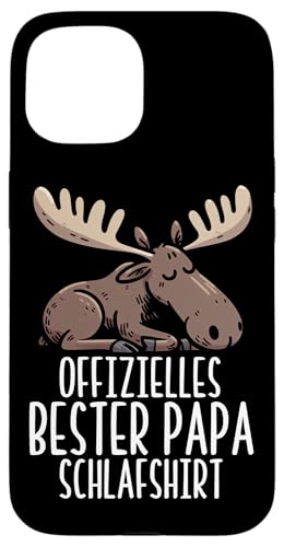 Offizielles Bester Papa Schlafshirt Elch Vatertag Sprüche Hülle für iPhone 15 von Offizielles Bester Papa Schlafshirt Vatertag