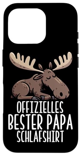 Offizielles Bester Papa Schlafshirt Elch Vatertag Sprüche Hülle für iPhone 16 Pro von Offizielles Bester Papa Schlafshirt Vatertag
