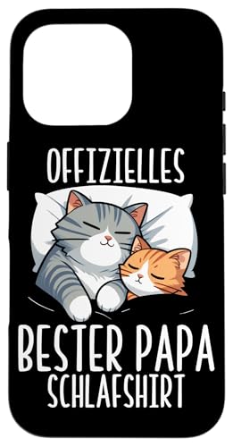 Offizielles Bester Papa Schlafshirt Katzen Vatertag Witzig Hülle für iPhone 16 Pro von Offizielles Bester Papa Schlafshirt Vatertag