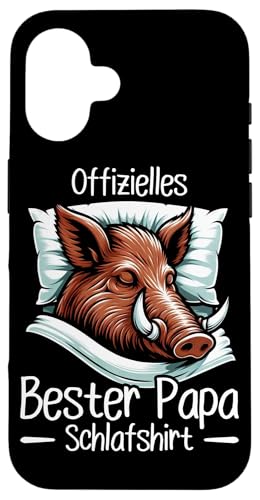 Offizielles Bester Papa Schlafshirt Wildschwein Vatertag Hülle für iPhone 16 von Offizielles Bester Papa Schlafshirt Vatertag