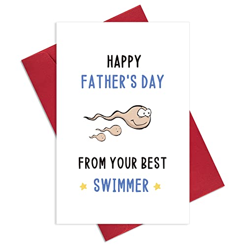 Ogeby Unhöfliche Vatertagskarte Geschenke von Tochter Sohn, lustige Vatertagskarte Geschenk für Papa, Happy Father's Day von Ihrem besten Schwimmer von Ogeby